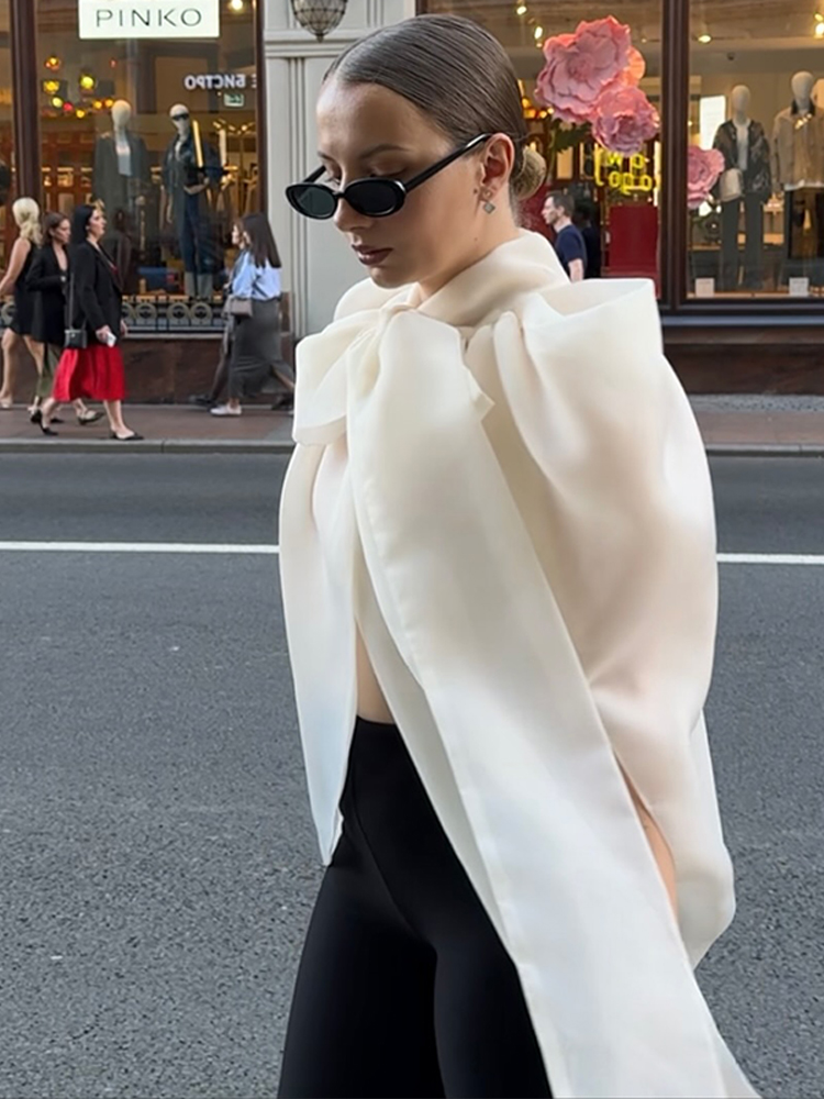 Street Fashion Types - Top Donna Senza Maniche con Fiocco