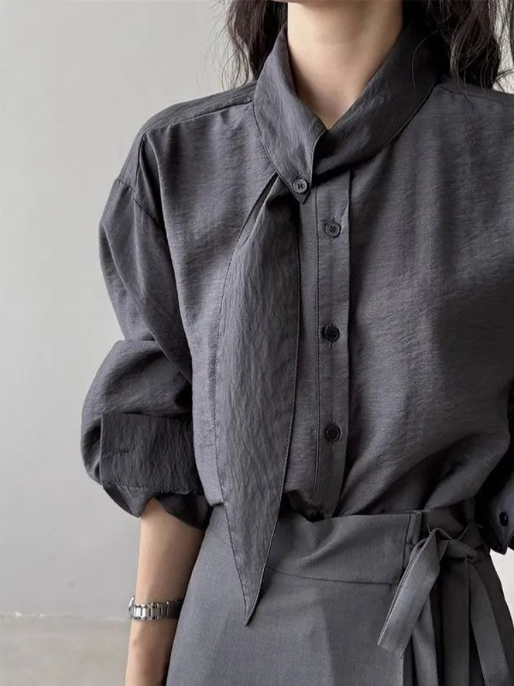 French Street Fashion - Camicia Casual a Maniche Lunghe per