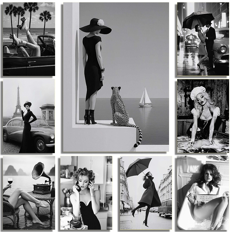 Street Fashion Model - Poster artistico di moda in bianco