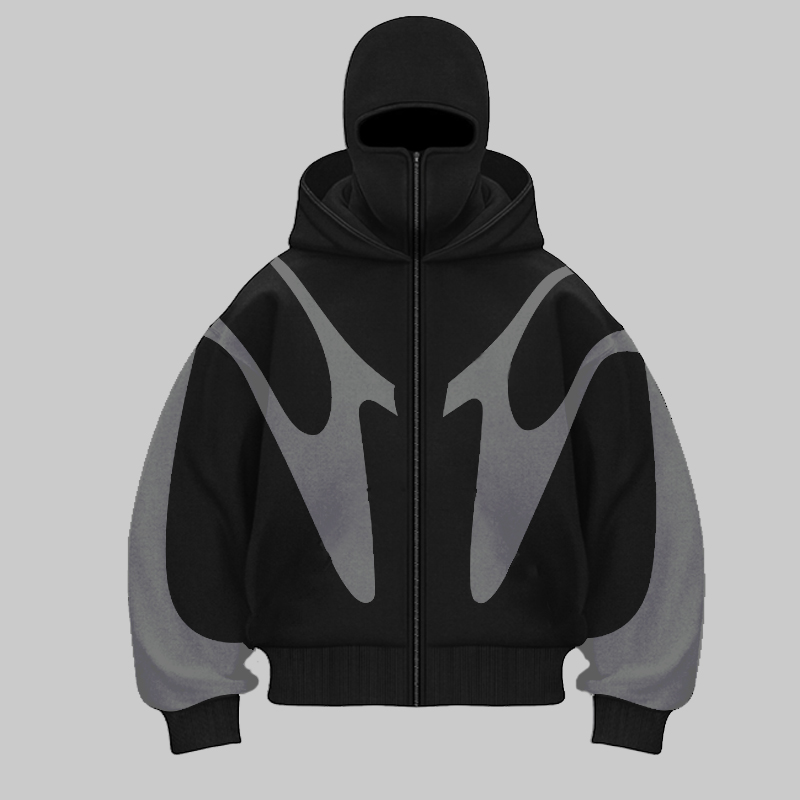 Street Fashion Zip Up Hoodie - Felpa con cappuccio stile doppio cappello