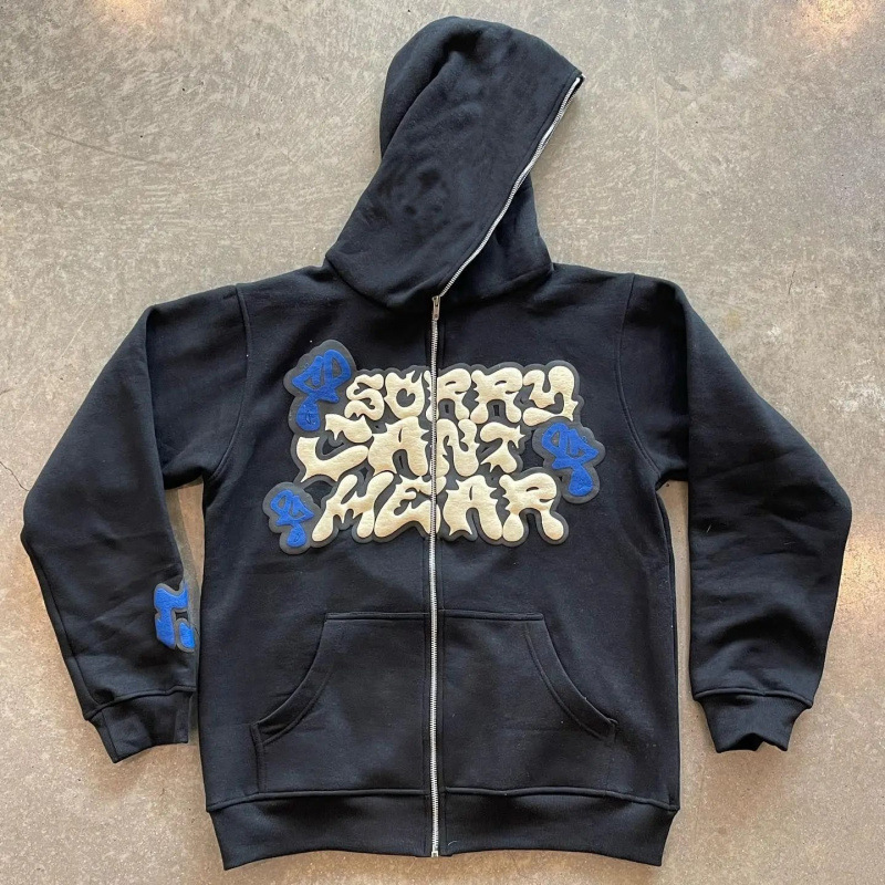 Street Fashion Zip Up Hoodie - Felpe con cappuccio con zip stampate