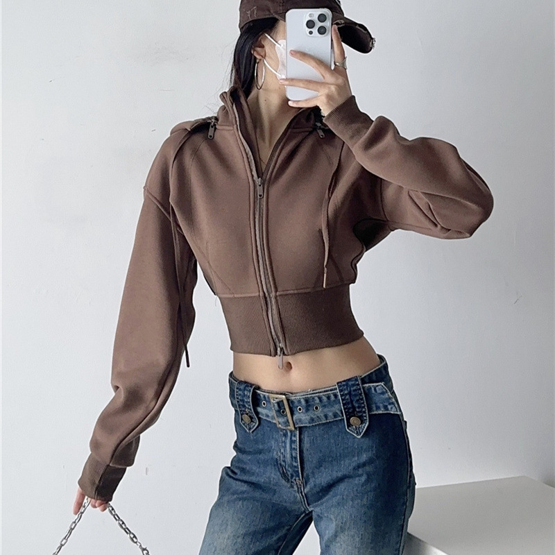 Felpe Crop da Donna con Cappuc - Street Fashion Zip Up Hoodie recensione e prezzo