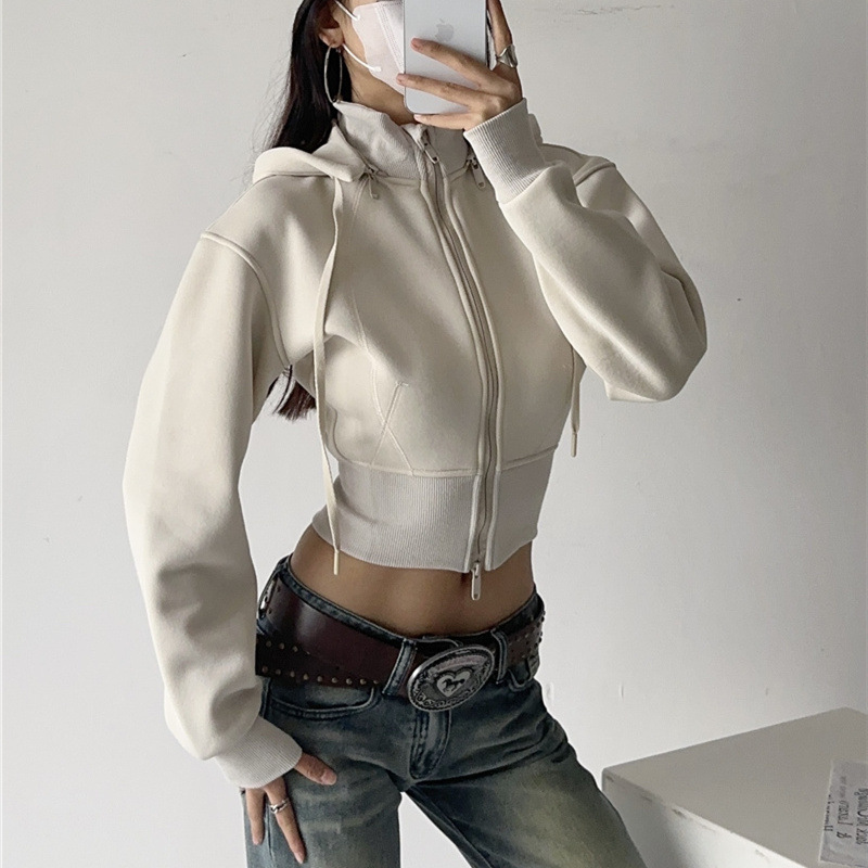 Felpe Crop da Donna con Cappuc - Street Fashion Zip Up Hoodie recensione e prezzo
